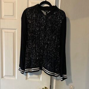Torrid Black Leopard Print Long Sleeve “varsity” button up